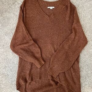 American Eagle Women's Rust V-Neck Sweater - Size XS